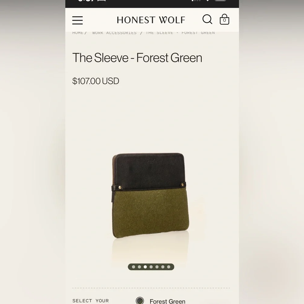Honest Wolf Travel Bag Sleeve